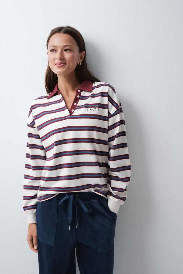 Women'secret Polo rayas blanco granate estampado