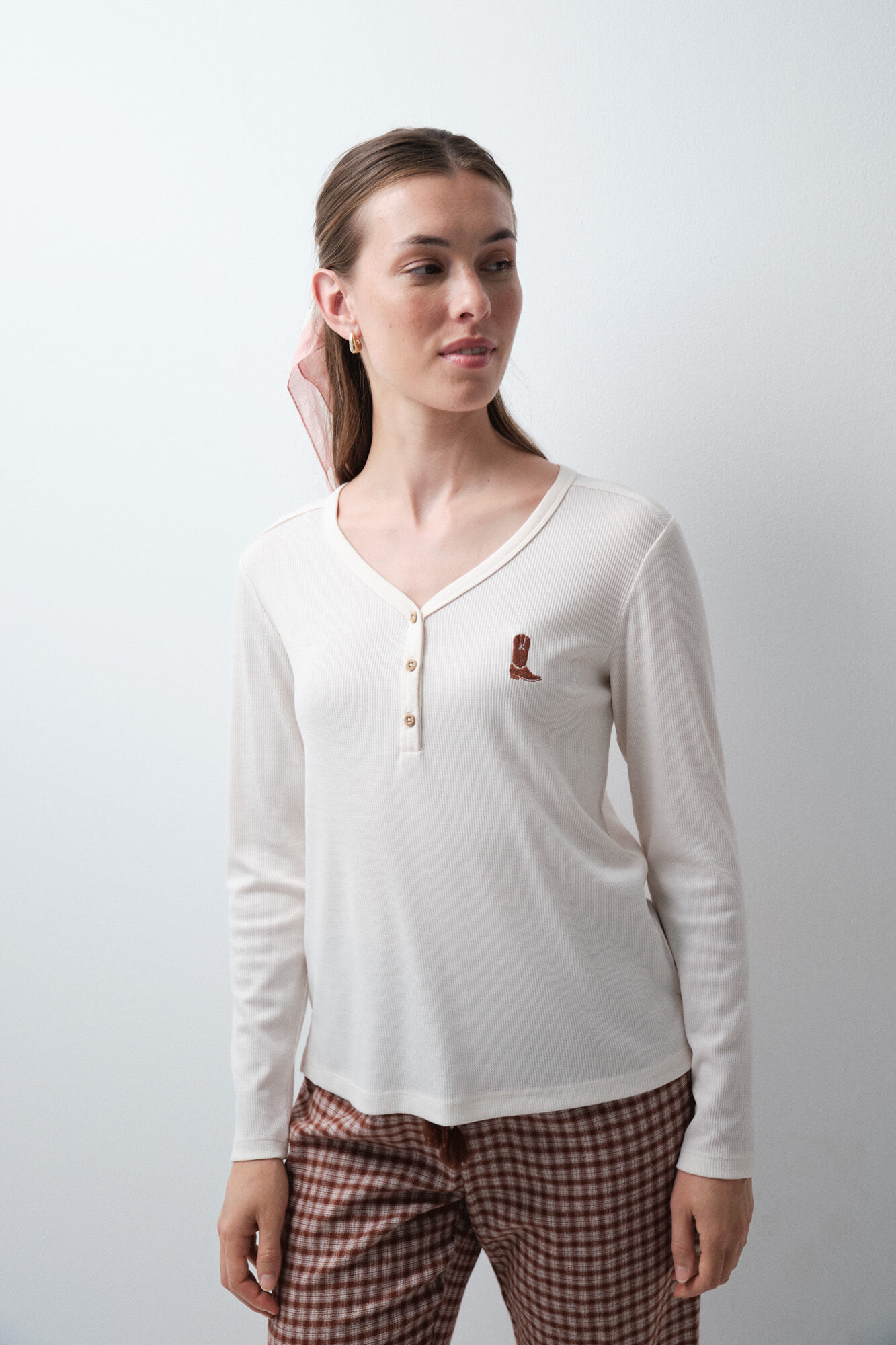 Women'secret Camiseta manga larga blanco