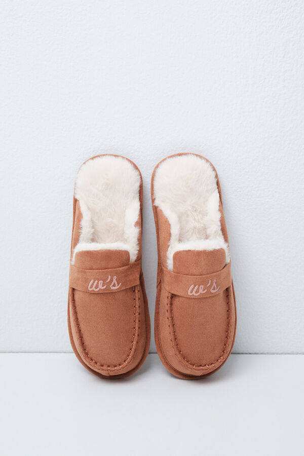 Women'secret Zapatillas casa mocas&iacute;n forrado marr&oacute;n marr&oacute;n