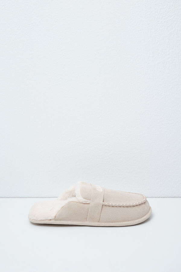 Women'secret Zapatillas casa mocas&iacute;n forrado beige marfil