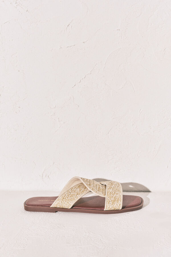 Women'secret Sandalias rafia granate y arena burdeos
