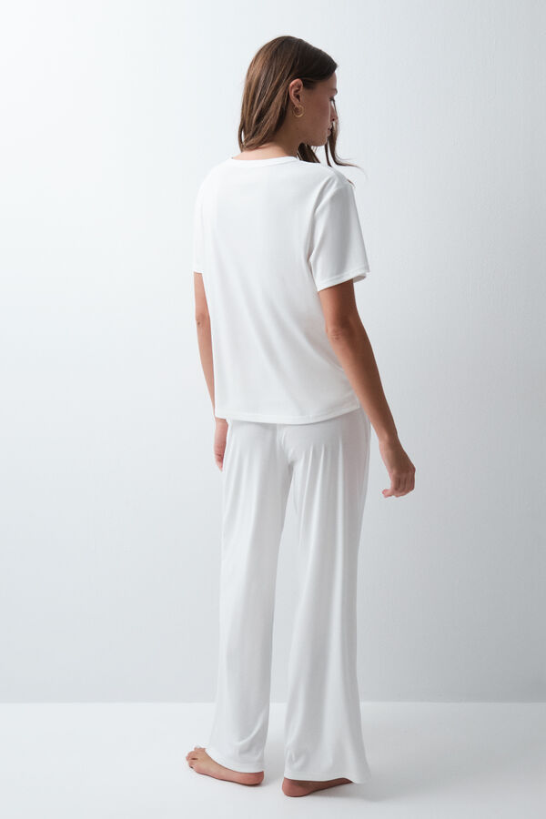 Women'secret Pijama largo tipo lounge blanco blanco