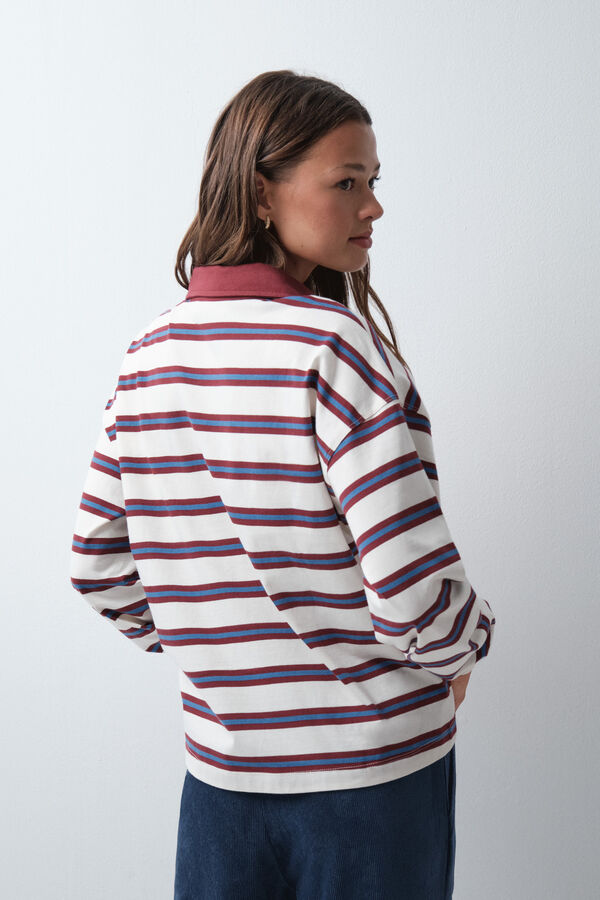 Women'secret Polo rayas blanco granate estampado