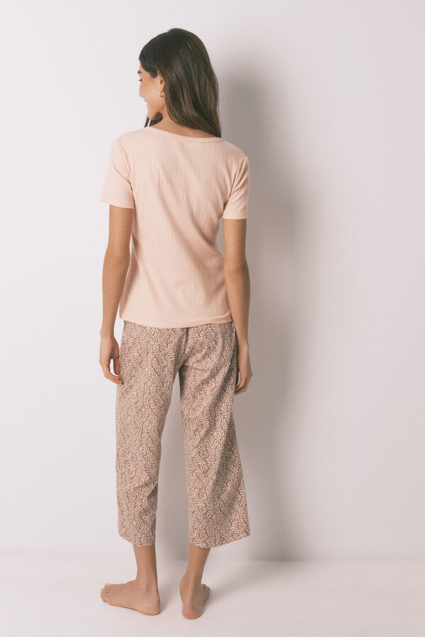 Women'secret Pijama Capri algod&oacute;n estampado rosa amarillo naranja