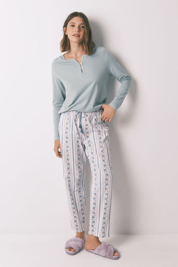 Women'secret Camiseta manga larga 100% algod&oacute;n verde verde