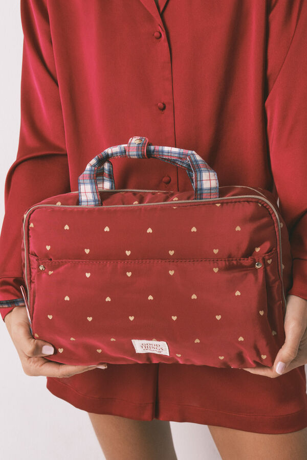 Women'secret Neceser grande nylon rojo estampado corazones rojo