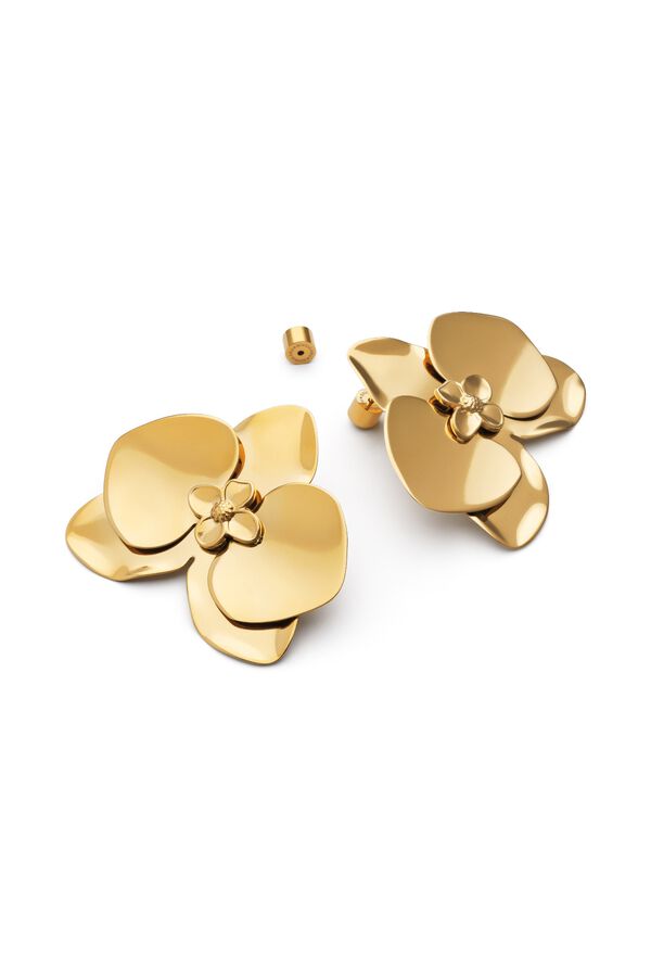 Singularu Pendientes Botanic Acero Ba&ntilde;o Oro amarillo