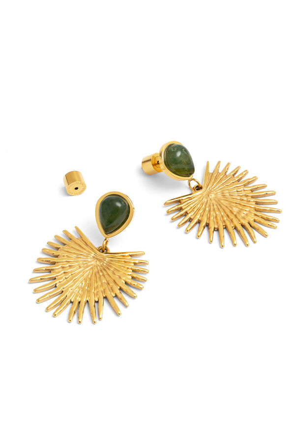 Singularu Pendientes Verde Catalina Acero Ba&ntilde;o Oro amarillo