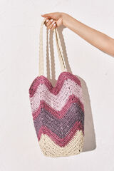 Women'secret Bolso hombro rafia multicolor estampado