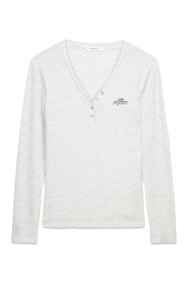 Women'secret Camiseta manga larga waffle gris gris