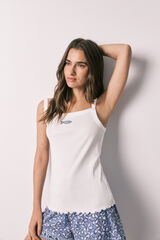Women'secret Pijama corto tirantes blanco marfil
