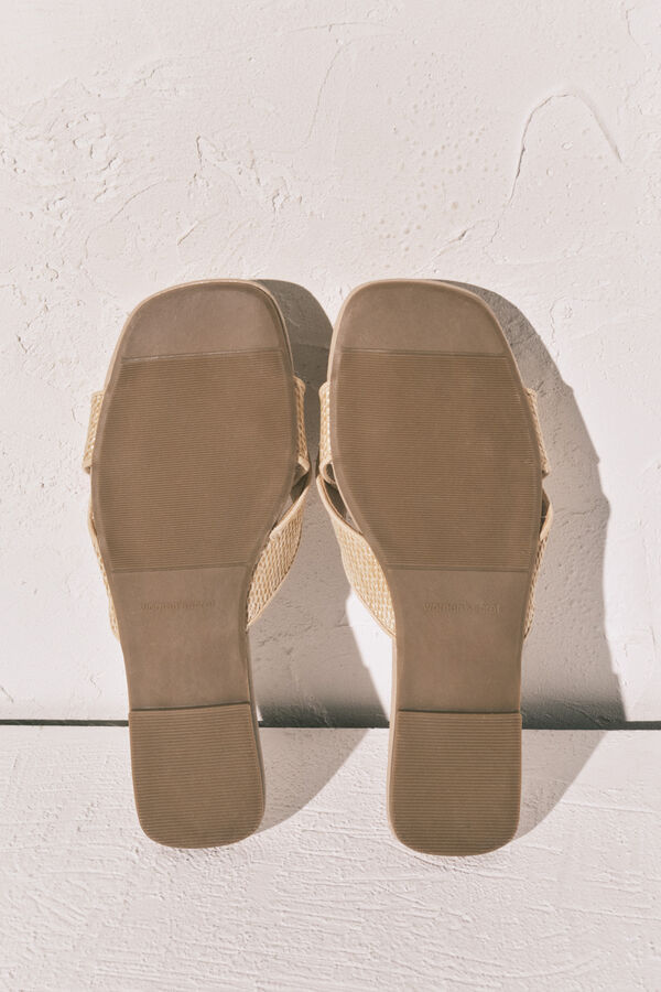 Women'secret Sandalias pala rafia beige nude