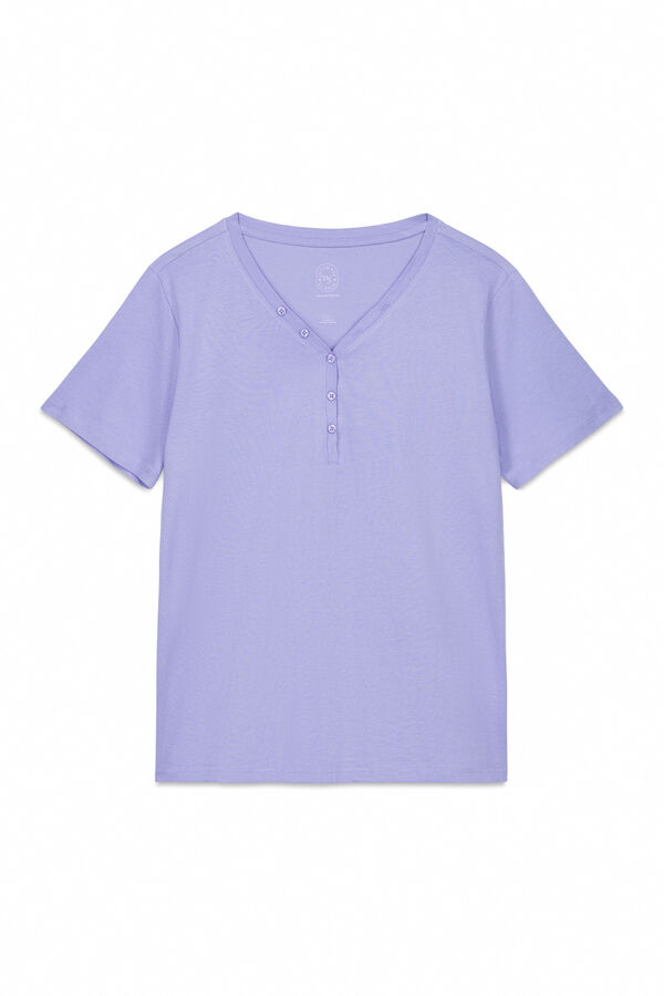 Women'secret Camiseta manga corta algod&oacute;n perchado lila morado/lila