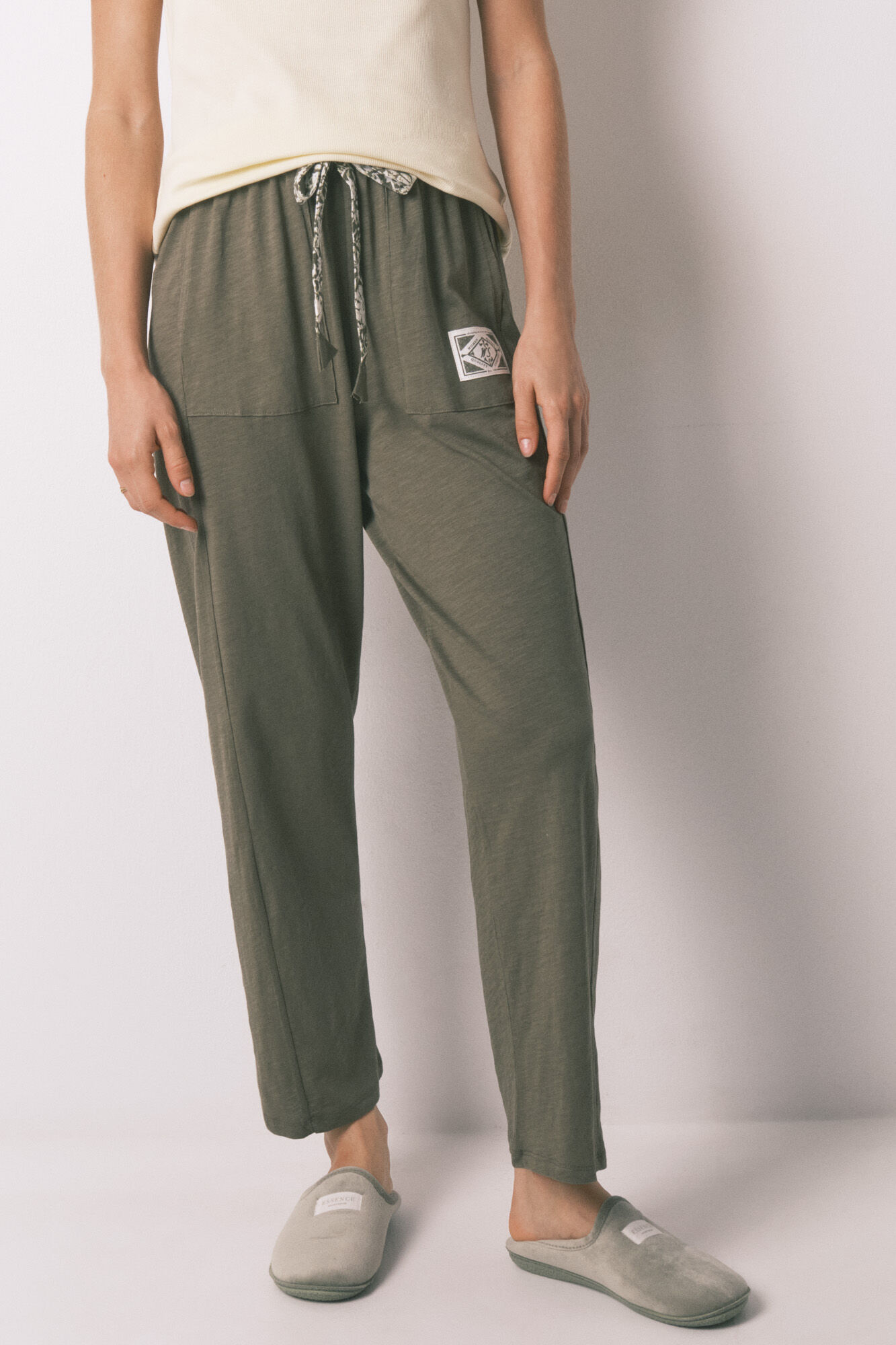 Women'secret Pantal&oacute;n largo algod&oacute;n verde
