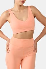 Reebok Sujetador deportivo cuello pico coral