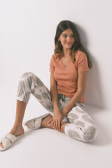 Women'secret Pantal&oacute;n largo 100% algod&oacute;n paisley  marfil