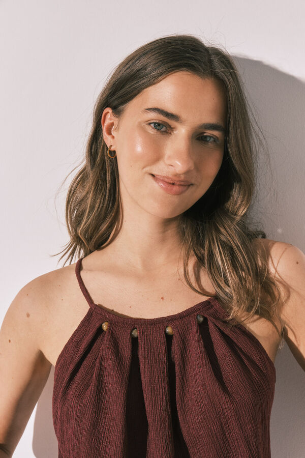 Women'secret Top tirantes cuentas granate burdeos