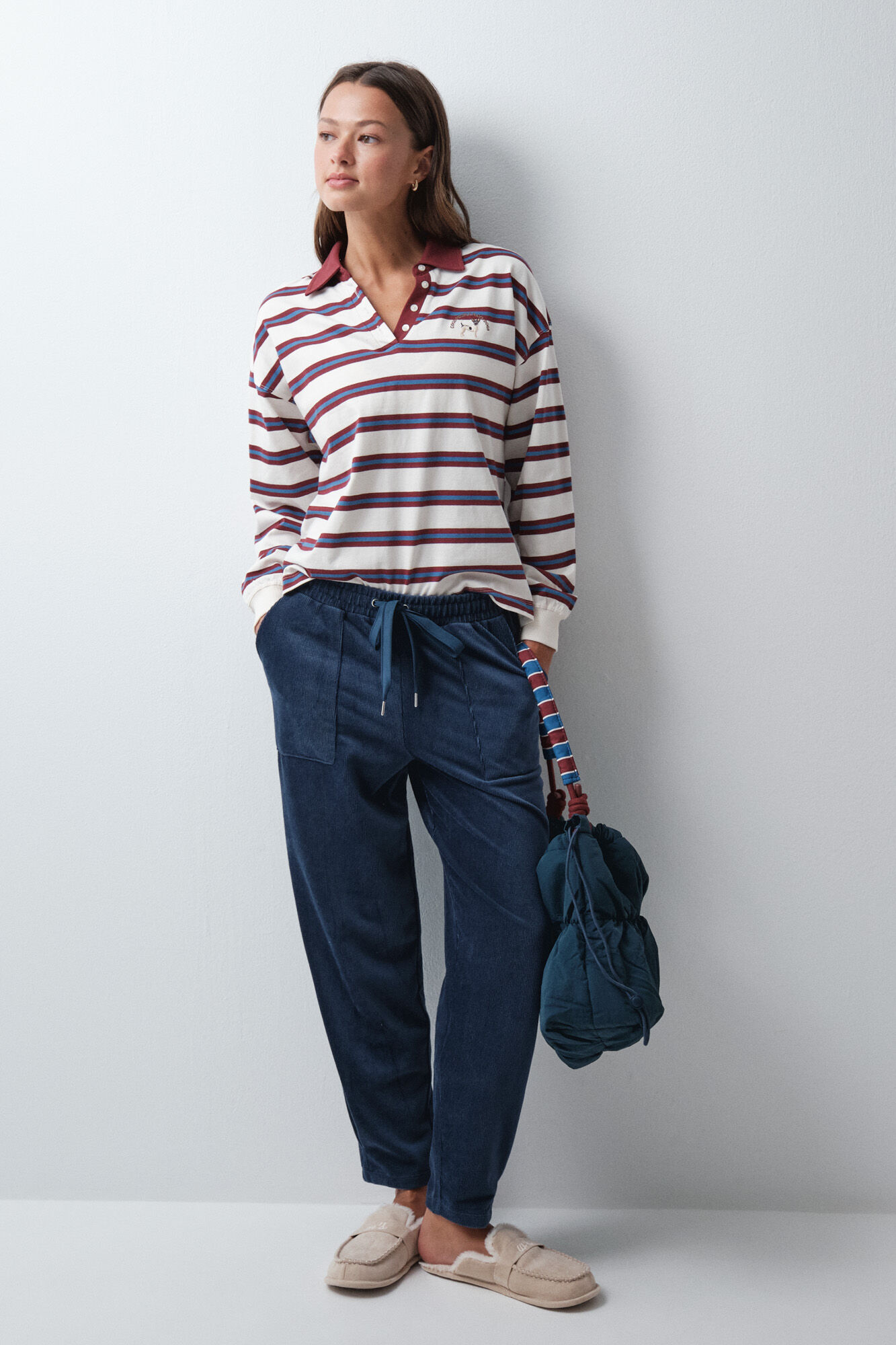 Women'secret Pantal&oacute;n largo pana azul