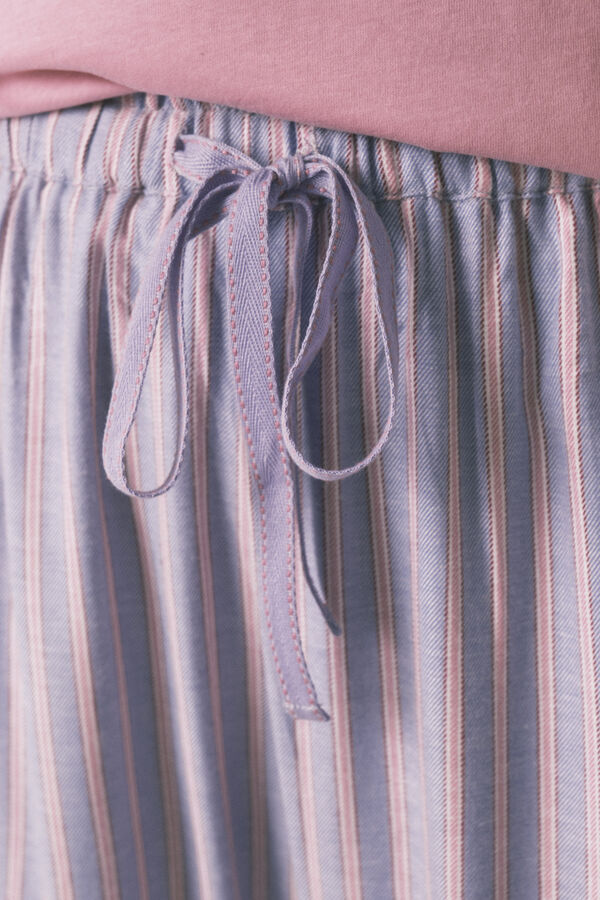 Women'secret Pantal&oacute;n largo franela print rayas multicolor azul