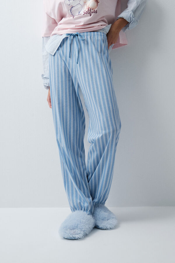 Women'secret Pantal&oacute;n largo rayas bombacho azul estampado