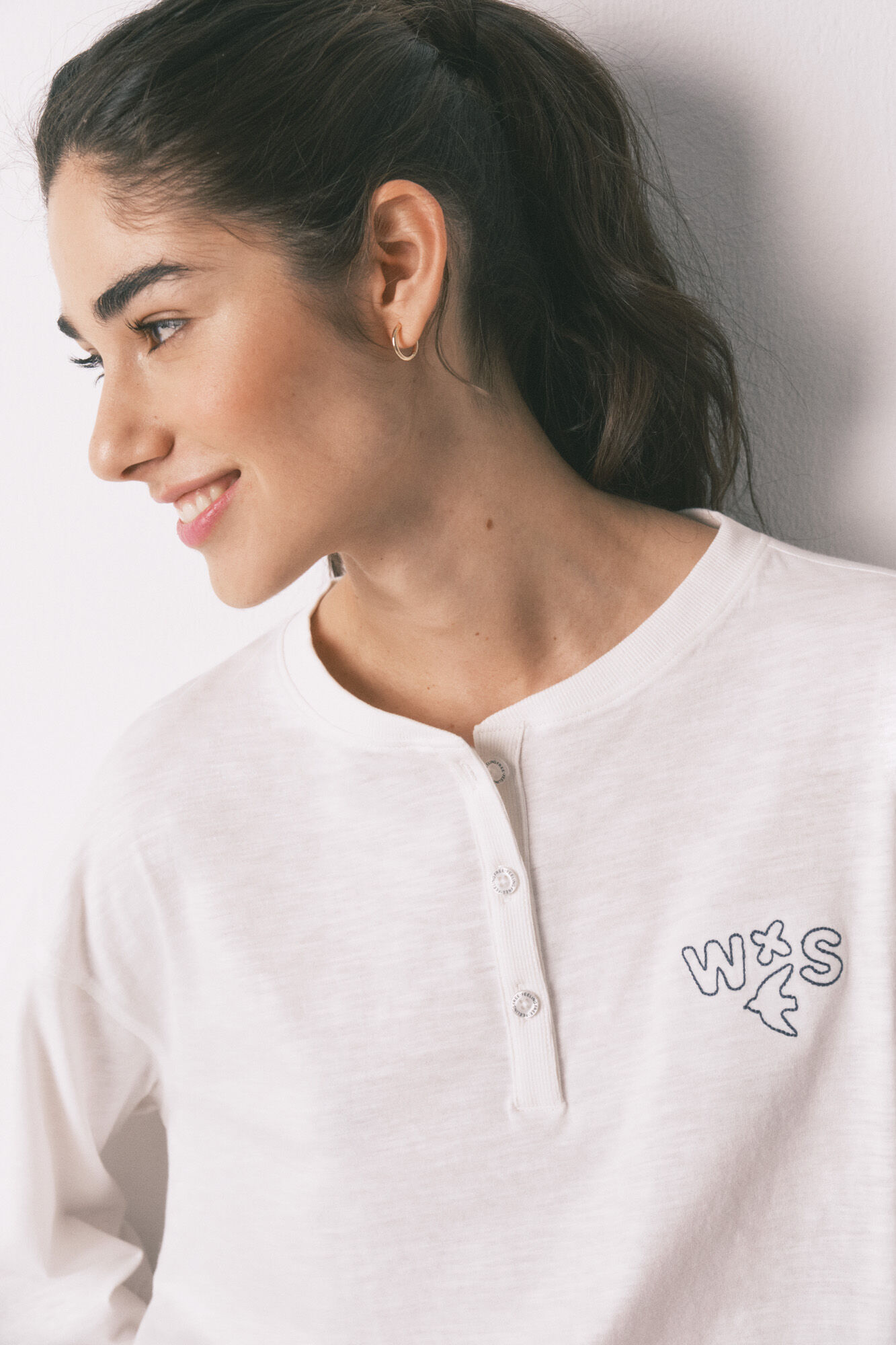 Women'secret Camiseta manga larga 100% algod&oacute;n blanca