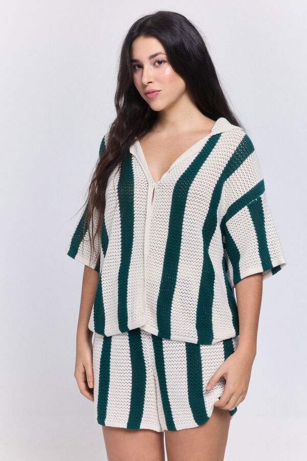 Pieces Shorts punto algod&oacute;n blanco