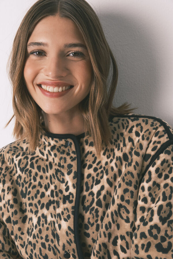 Women'secret Chaqueta corta reversible animal print marfil