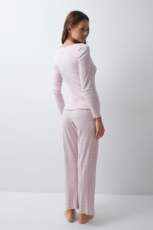 Women'secret Pijama largo algod&oacute;n rayas rosa rosa