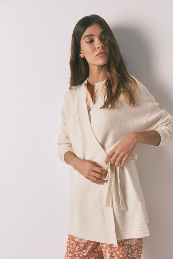 Women'secret Cárdigan tricot beige marfil