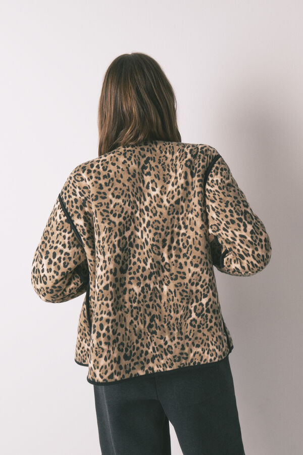 Women'secret Chaqueta corta reversible animal print marfil