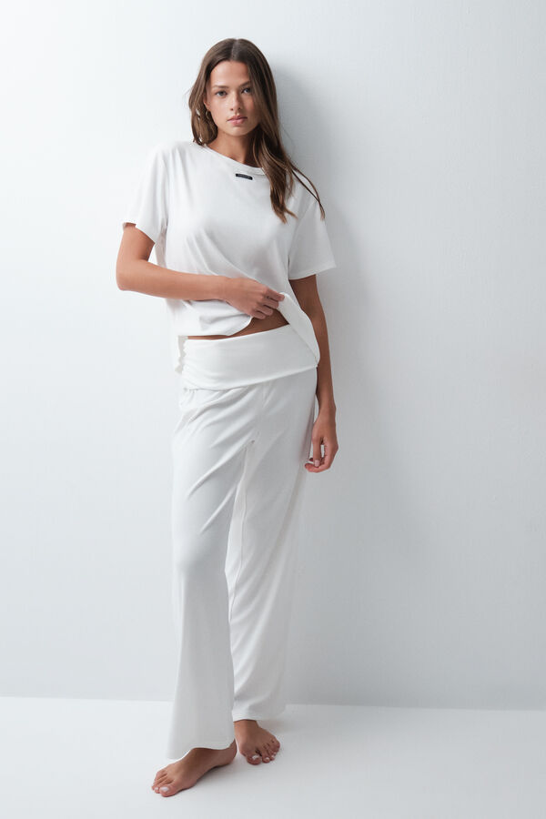 Women'secret Pijama largo tipo lounge blanco blanco