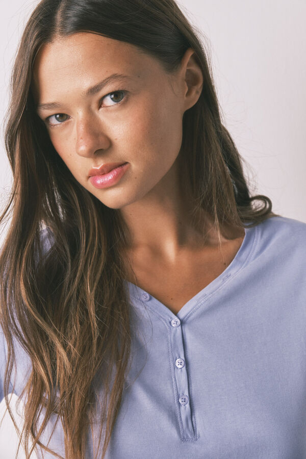 Women'secret Camiseta manga corta algod&oacute;n perchado lila morado/lila