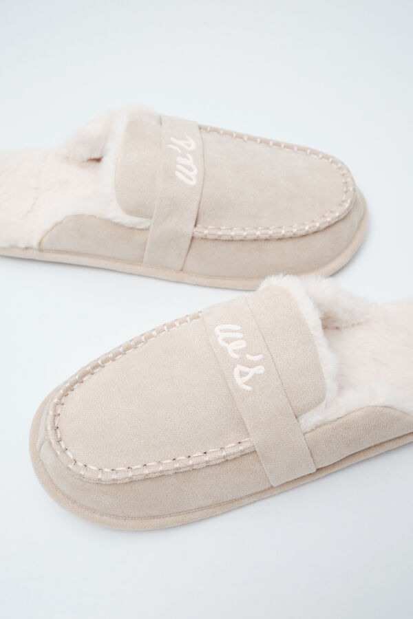 Women'secret Zapatillas casa mocas&iacute;n forrado beige marfil