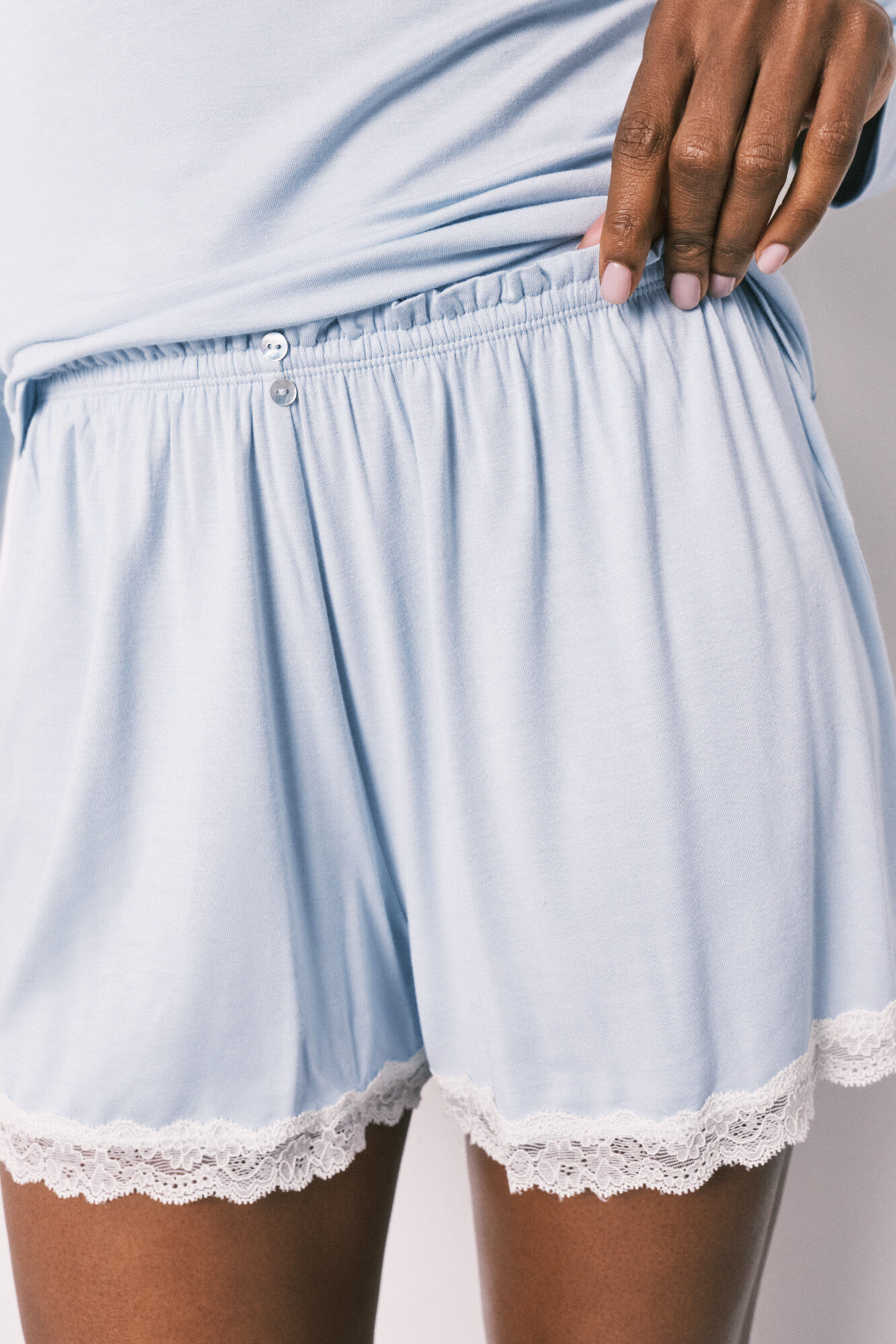 Women'secret Pijama corto viscosa tacto suave azul