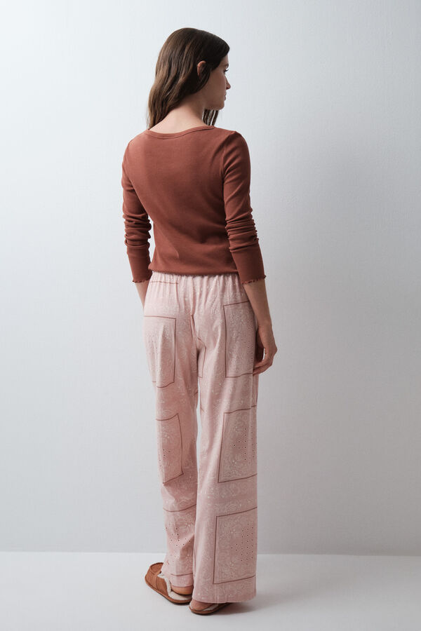 Women'secret Pantal&oacute;n largo algod&oacute;n bandana rosa rosa