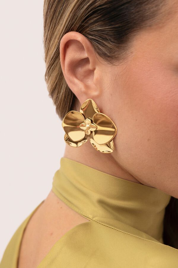 Singularu Pendientes Botanic Acero Ba&ntilde;o Oro amarillo