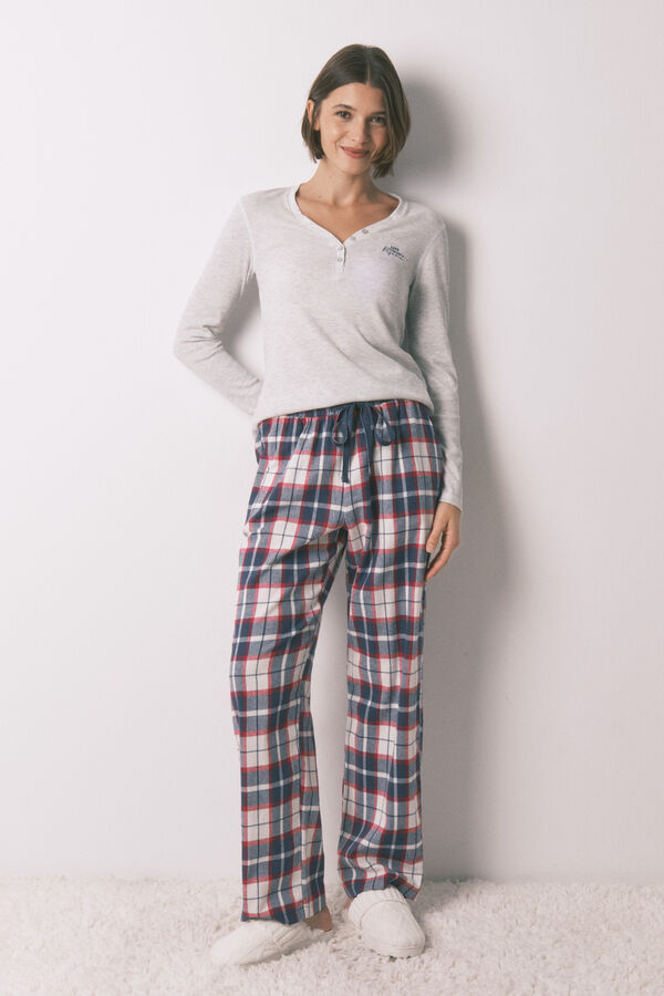 Women'secret Camiseta manga larga waffle gris gris