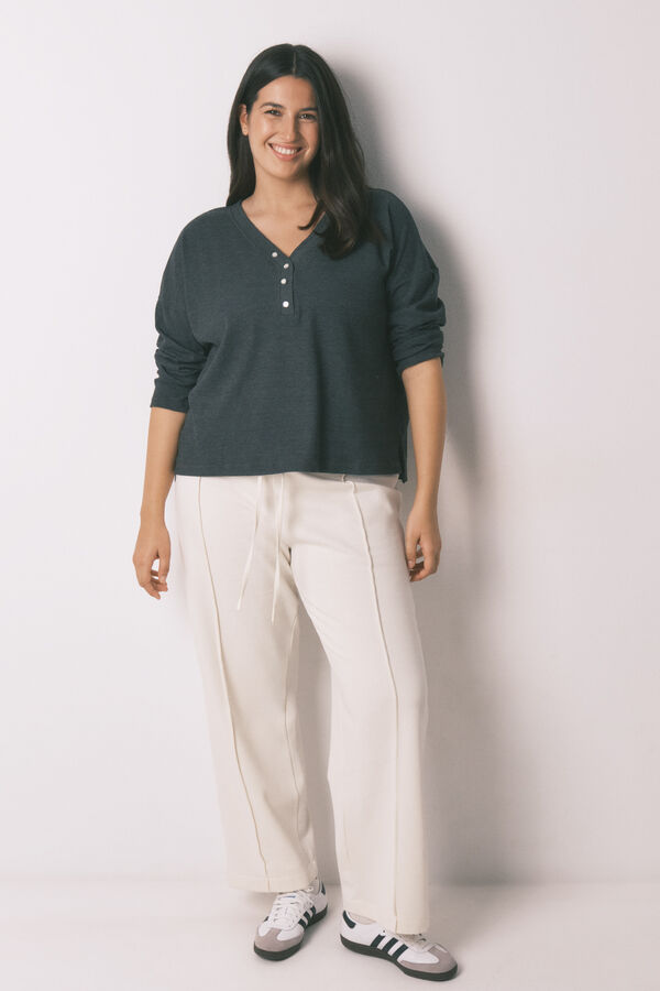 Women'secret Pantal&oacute;n largo felpa fina blanco marfil