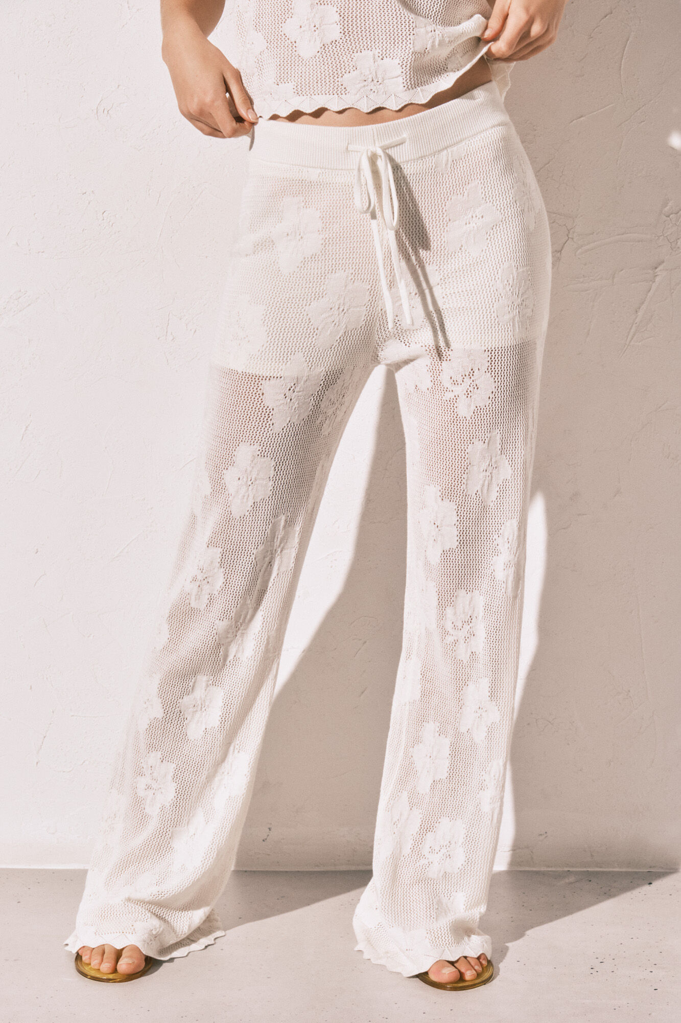 Women'secret Pantal&oacute;n largo crochet beige