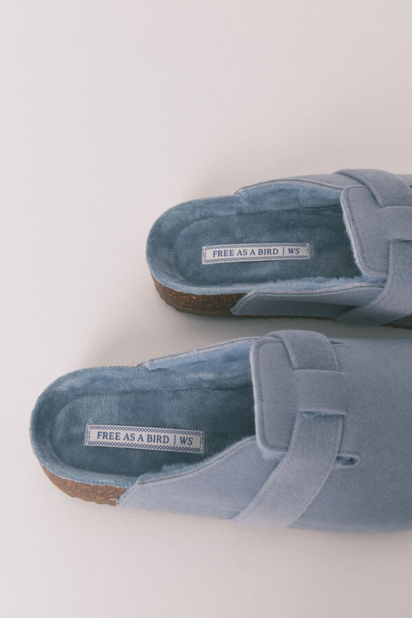 Women'secret Zapatillas casa tipo zueco azul azul