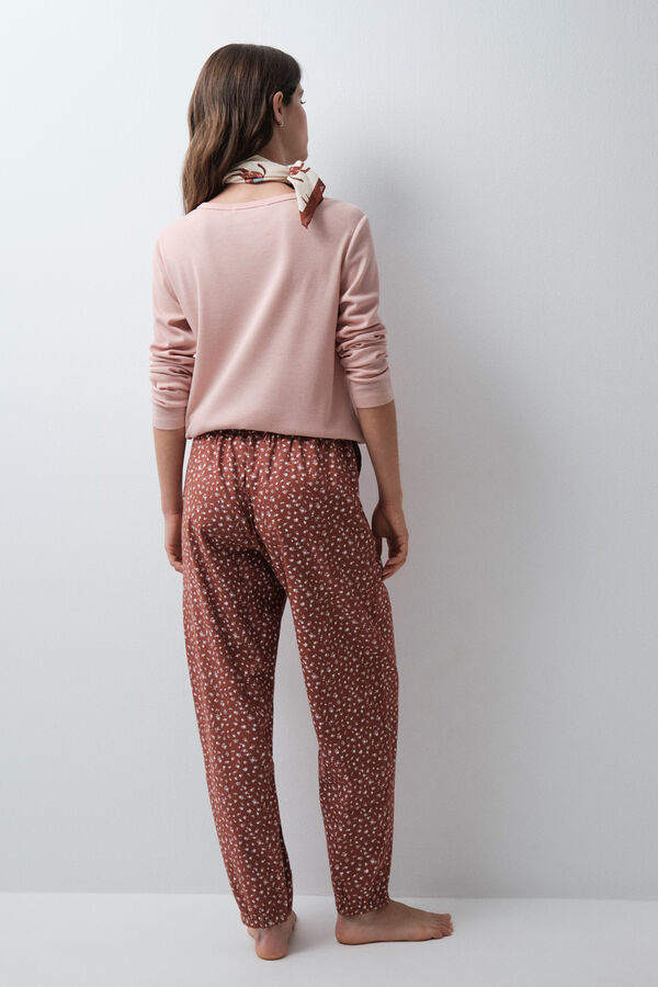 Women'secret Pantal&oacute;n largo mini flor marr&oacute;n marr&oacute;n