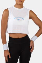 Reebok Camiseta sin mangas con gr&aacute;fico blanco