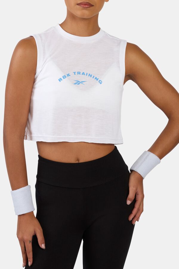Reebok Camiseta sin mangas con gr&aacute;fico blanco