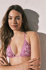 Women'secret Top bikini cortina estampado rayas y flores rosa