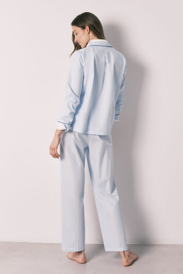 Women'secret Pijama camisero Hello Kitty algod&oacute;n azul azul