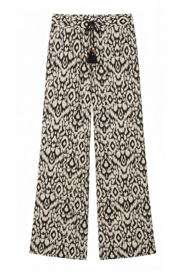 Women'secret Pantal&oacute;n largo estampado negro negro