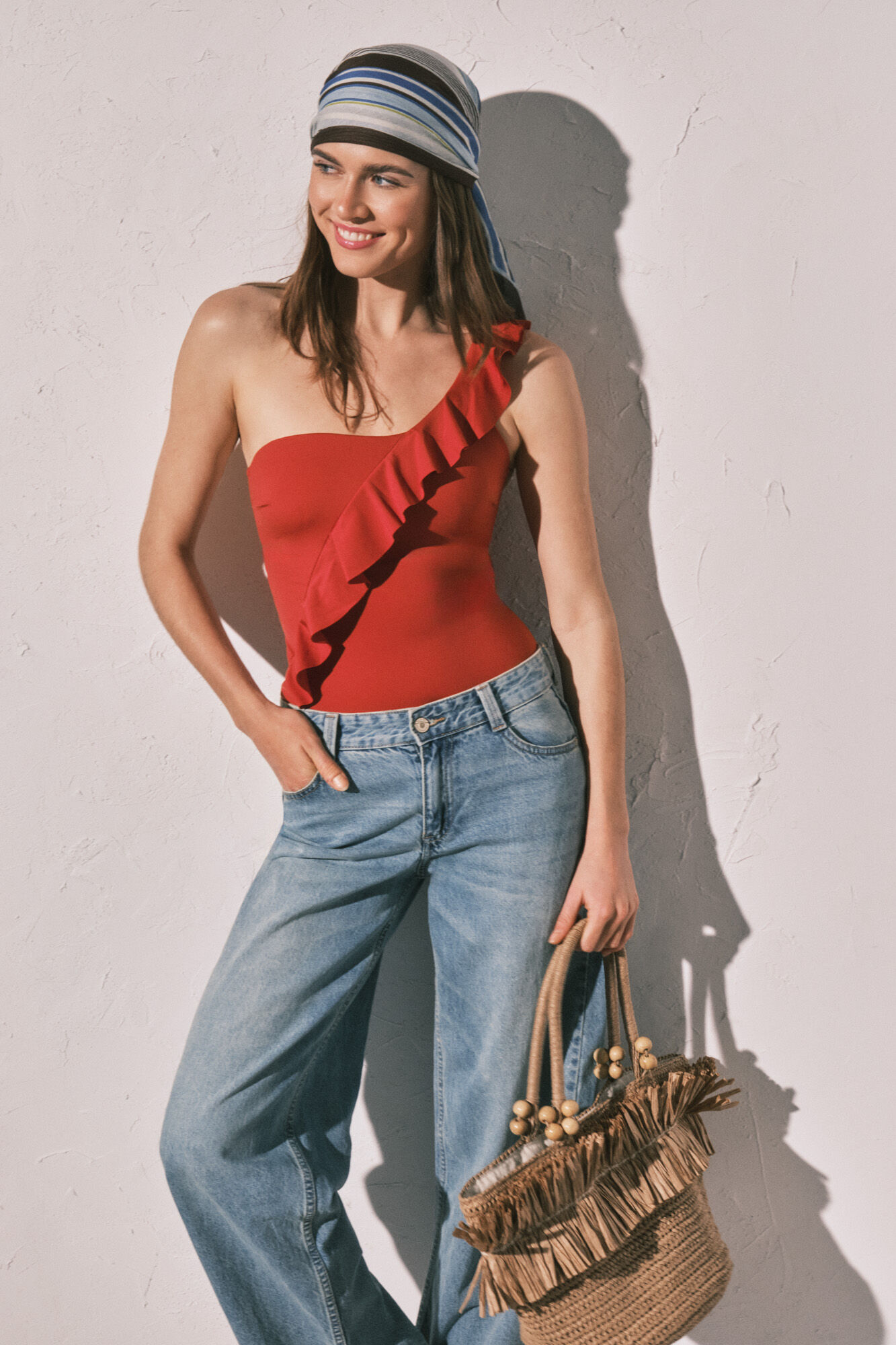 Women'secret Ba&ntilde;ador moldeador volante asim&eacute;trico naranja