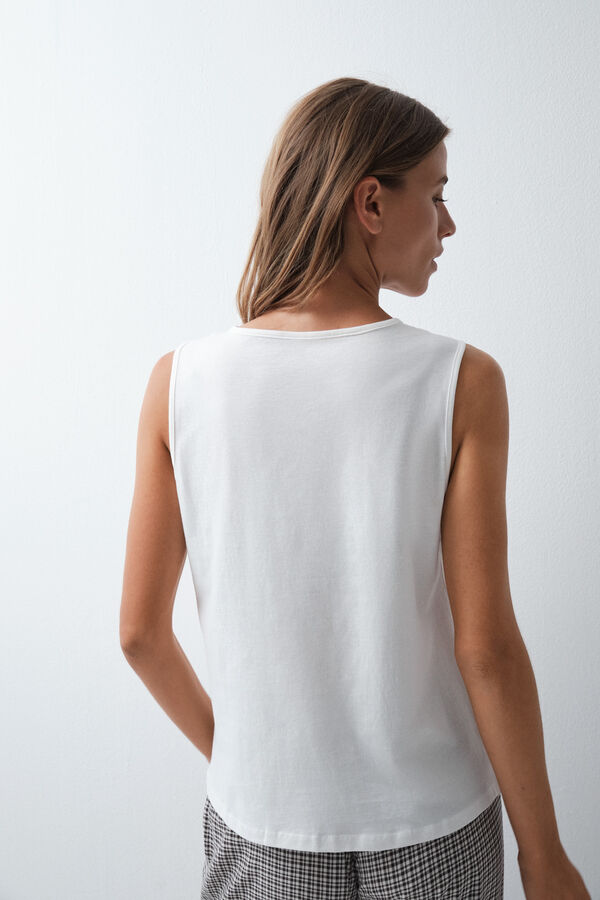 Women'secret Camiseta sin mangas algod&oacute;n blanco blanco