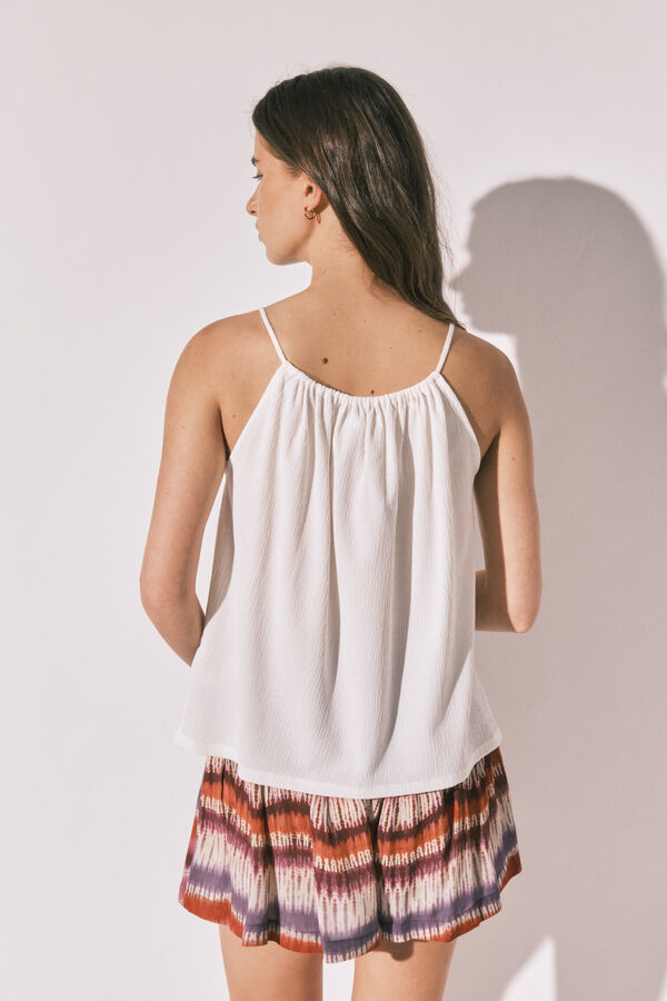 Women'secret Top tirantes cuentas blanco blanco