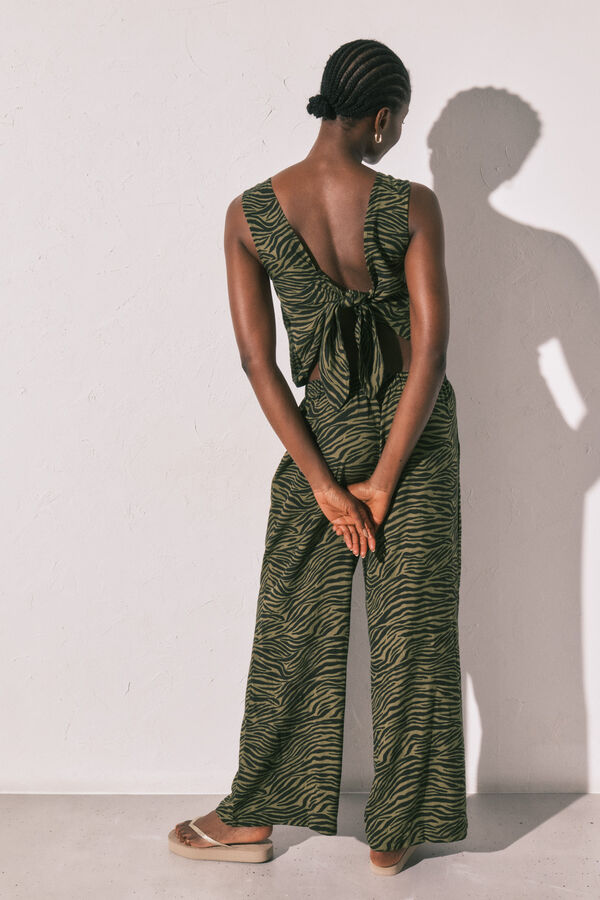 Women'secret Mono largo animal print negro